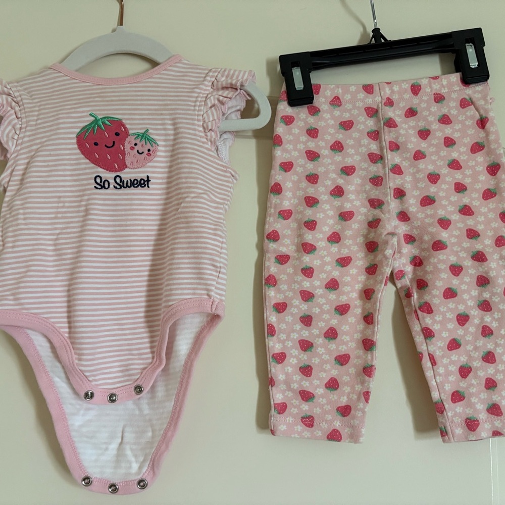 Little Me Pink Strawberry Matching Set